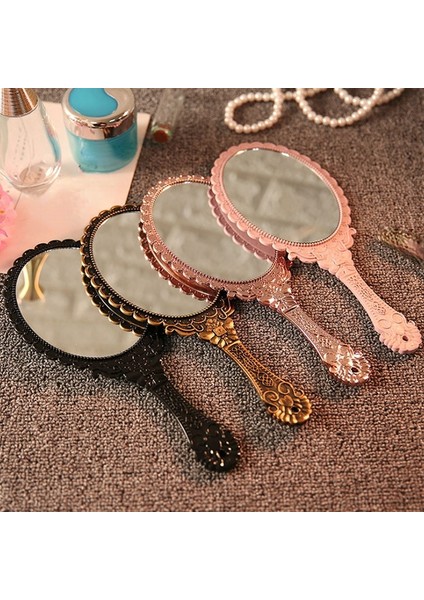 Gül Altın Yaratıcı Retro Oyma El Makyaj Masası Aynası Kadın Kolu Makyaj Aynası Taşınabilir Taşınabilir Küçük Yuvarlak Ayna Makyaj Araçları (Yurt Dışından) modelleri