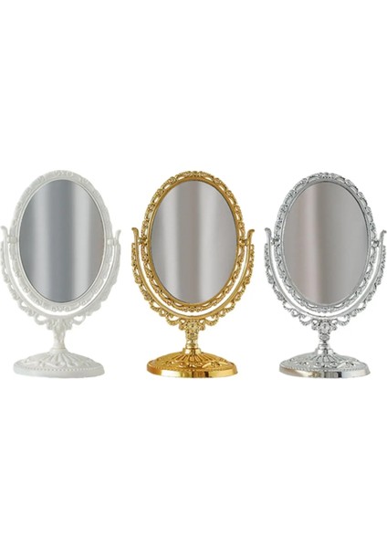 Altın Küçük Retro Makyaj Aynası Dönebilen Oval Çerçeve Standı Çift Taraflı Kozmetik Ayna Kadınlar Için (Yurt Dışından) modelleri