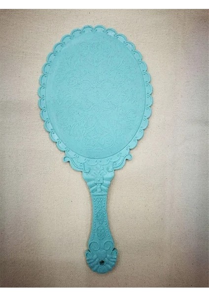 Eliptik Göl Mavisi 1 Adet Taşınabilir Vintage Makyaj Aynası El Tutma Oval Yuvarlak Ayna Asil Antik Yolları Geri Yükleme Mahkemesi Ayna Güzellik Aracı (Yurt Dışından)