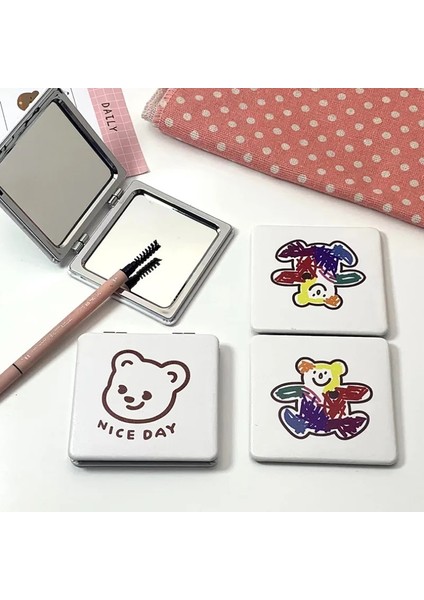 05 Makyaj Aynası Taşınabilir Büyüteç El Kare Makyaj Ayakta Vanity Katlanabilir Cep Aynası Sevimli Kompakt Kızlar (Yurt Dışından) fırsatları