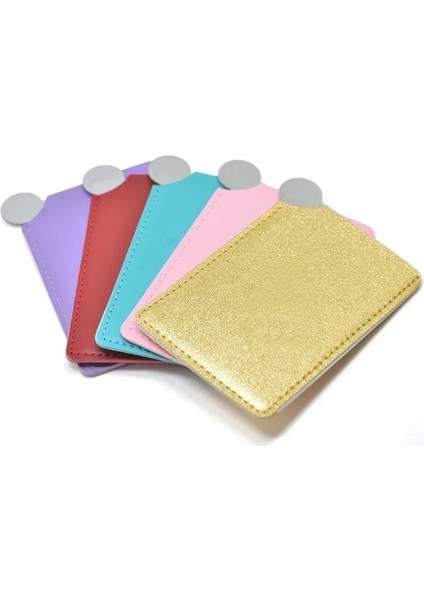 Pembe 1 Pc Taşınabilir Mini Kırılmaz Makyaj Aynası Paramparça Geçirmez Cep Kozmetik Ayna Pu Deri Paslanmaz Çelik Kart Özel Logo (Yurt Dışından)