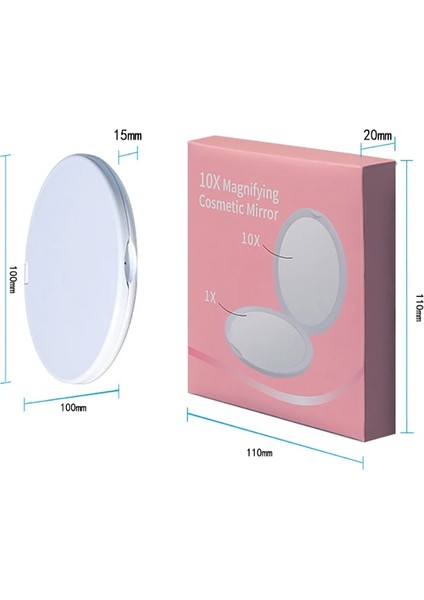 Shell Pink-2x Mini Makyaj Taşınabilir Kompakt Cep Aynası 10X Aydınlatmalı Büyüteç Makyaj Çift Taraflı Vanity Yuvarlak Ayna Yasche Spiegel (Yurt Dışından) fırsatları