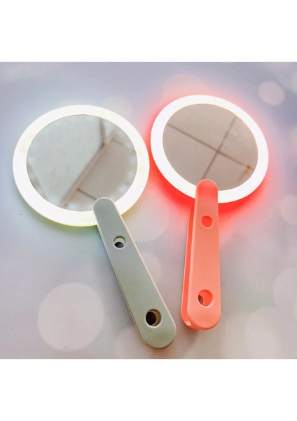Beyaz LED Döner Anahtar Makyaj Aynası Kalp Ayna Kadın Pembe Beyaz USB Şarj Sevimli Kullanışlı El Lüks Yuvarlak Özel Etiket (Yurt Dışından)