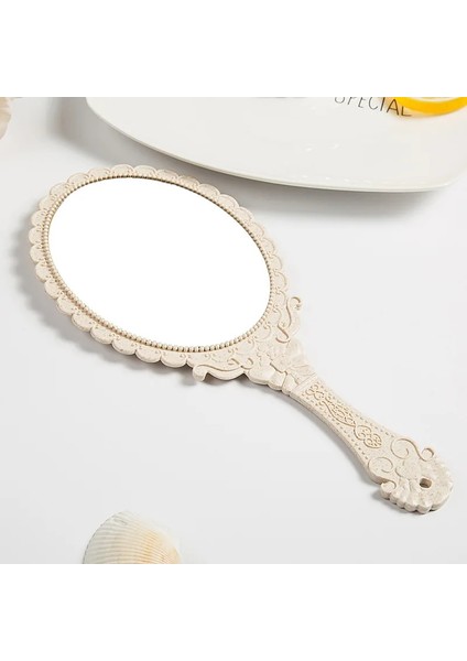 Eliptik Göl Mavisi 1 Adet Taşınabilir Vintage Makyaj Aynası El Tutma Oval Yuvarlak Ayna Asil Antik Yolları Geri Yükleme Mahkemesi Ayna Güzellik Aracı (Yurt Dışından) fırsatları