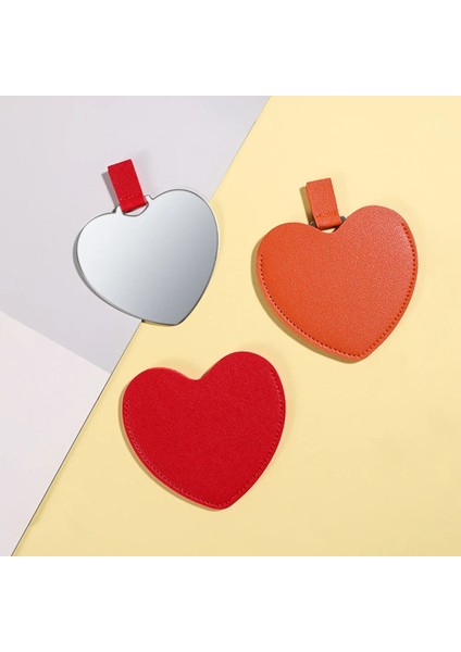 Beyaz 10X7.5CM Aşk Kalp Paslanmaz Çelik Ultra-Ince Kişiselleştirilmiş Taşınabilir Metal Makyaj Aynası El Mini Küçük Ayna Kozmetik Araçları Güzellik (Yurt Dışından)