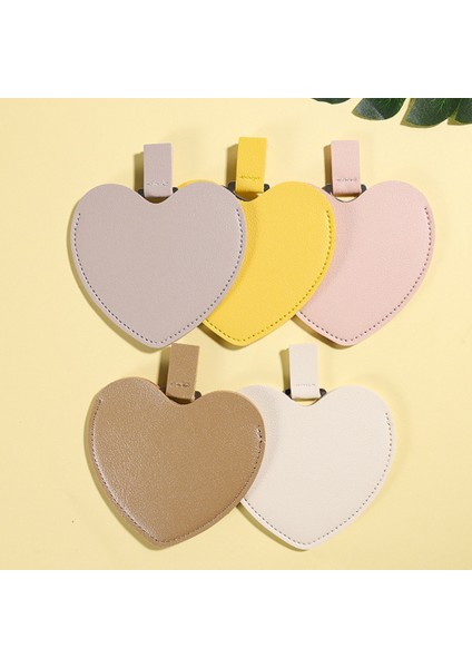 Beyaz 10X7.5CM Aşk Kalp Paslanmaz Çelik Ultra-Ince Kişiselleştirilmiş Taşınabilir Metal Makyaj Aynası El Mini Küçük Ayna Kozmetik Araçları Güzellik (Yurt Dışından)