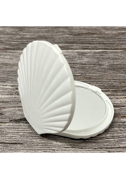 Beyaz Kabuk Şekilli Çift Taraflı El Aynası, Güzellik Makyaj Aynası, Sıcak Satış Cep Aynası (Yurt Dışından)