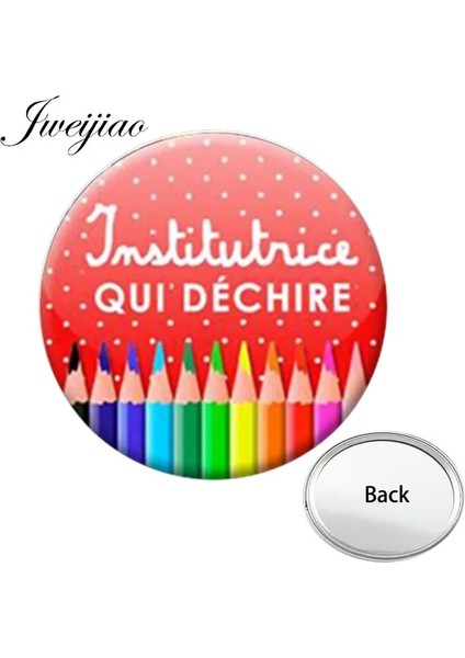 JE14 Youhaken Super Atsem Merci Bir Tarafı Düz Cep Aynası Je Suıs Une Quı Dechıre Taşınabilir Basit Makyaj Vanity El Aynaları (Yurt Dışından)