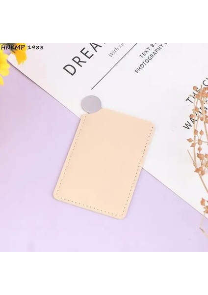 Bej Taşınabilir Mini Paslanmaz Çelik Kırılmaz Makyaj Cep Aynası Kozmetik Ayna Sevimli Makyaj El Cep Aynası (Yurt Dışından)