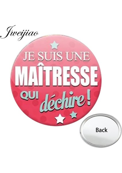 JE17 Youhaken Super Atsem Merci Bir Tarafı Düz Cep Aynası Je Suıs Une Quı Dechıre Taşınabilir Basit Makyaj Vanity El Aynaları (Yurt Dışından)