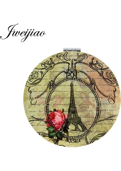 EF23 Youhaken Eyfel Kulesi Sanat Fotoğraf Yuvarlak Katlanır Mini 1x/2x Büyüteç Ayna Aşk Paris Taşınabilir Makyaj Aynaları Kompakt (Yurt Dışından)