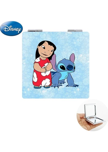 DIY1198 Disney Güzel Lilo ve Stitch Makyaj Kompakt Aynalar Uzaylı Hayvanlar Fotoğraf Baskı Pu El Aynası 1x/2x Büyütme Sıcak Satış DIY1183 (Yurt Dışından)