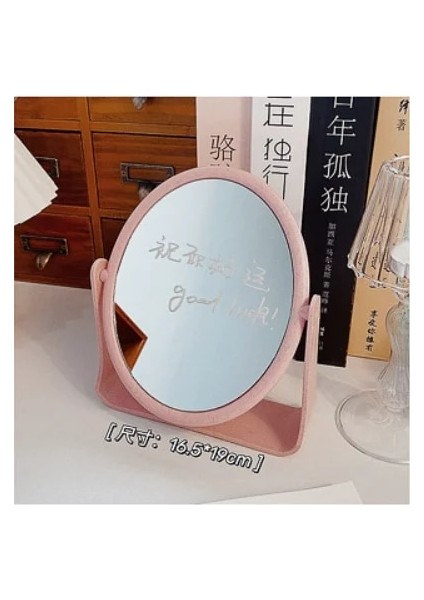 Pembe Yuvarlak Şekil Makyaj Aynası Ahşap Bayanlar Makyaj Masaüstü Dönen Ahşap Ayna Birleştirin Dikdörtgen Şekli Kozmetik Çift Taraflı Ayna (Yurt Dışından)
