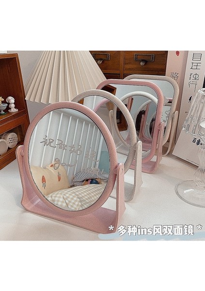 Pembe Yuvarlak Şekil Makyaj Aynası Ahşap Bayanlar Makyaj Masaüstü Dönen Ahşap Ayna Birleştirin Dikdörtgen Şekli Kozmetik Çift Taraflı Ayna (Yurt Dışından) fiyatları