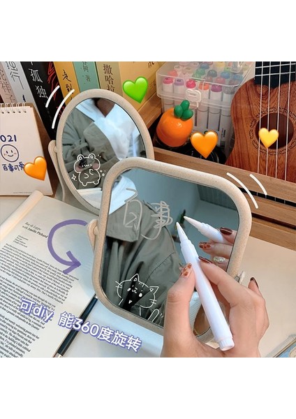 Pembe Yuvarlak Şekil Makyaj Aynası Ahşap Bayanlar Makyaj Masaüstü Dönen Ahşap Ayna Birleştirin Dikdörtgen Şekli Kozmetik Çift Taraflı Ayna (Yurt Dışından) indirimleri