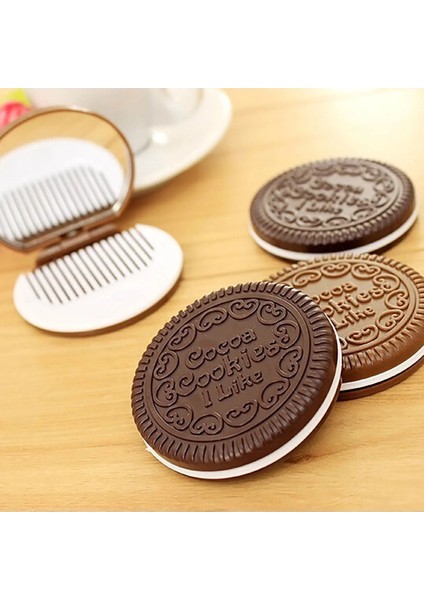 Deep Coffee 1 Adet Sevimli Çikolatalı Kurabiye Şekilli Moda Tasarım Makyaj Aynası 1 Tarak Seti (Yurt Dışından) fiyatları