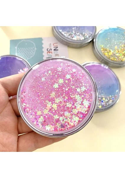 17 Taşınabilir Çift Taraflı Katlanır Kozmetik Ayna Kadın Hediyeler Akan Köpüklü Kum Mini Makyaj Aynası Kompakt Cep Aynaları (Yurt Dışından) fiyatları