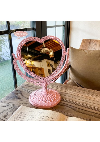 Mavi Oval Kozmetik Kalp Şeklinde Ayna Fonksiyonel Dayanıklı Masa Tipi Vintage Avrupa Tarzı Makyaj Aynası Makyaj Cep Kompakt Aynalar (Yurt Dışından) fiyatları