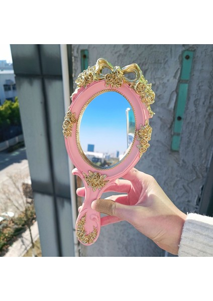 Yeşil Yeni Makyaj Aynası Retro Avrupa Tarzı Dikdörtgen El Tutma Kozmetik Ayna Kolu Tek Taraflı Masaüstü Prenses Makyaj Aynası (Yurt Dışından) fiyatları
