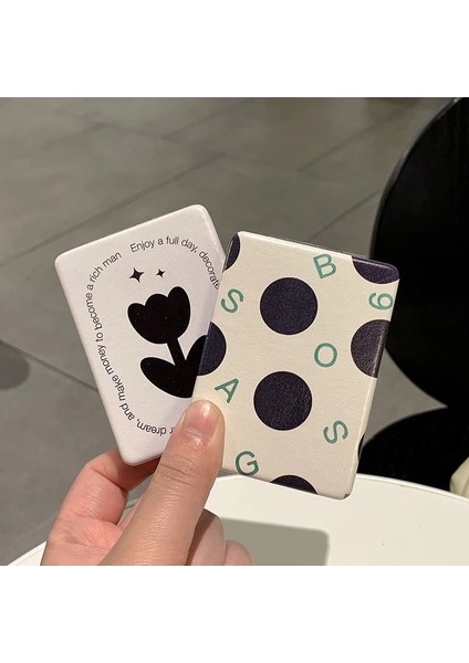 Siyah Çiçek 1 Adet Taşınabilir Katlanır Ayna Çift Taraflı Mini Makyaj Aynası Büyütme Katlanabilir Cep Seyahat Güzellik Kozmetik Aracı Kız Kadın (Yurt Dışından) fırsatları