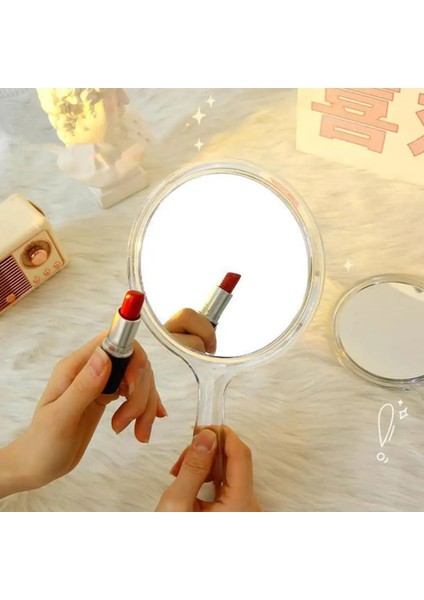 Pembe Makyaj Aynası Net Görüntü Rahat Kavrama Iyi Yansıma Kozmetik Ayna Çift Taraflı El Büyüteçli Ayna Hediye Kaynağı (Yurt Dışından) fırsatları
