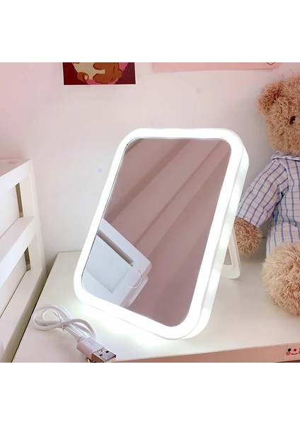 3 Renk Pembe LED Makyaj Aynası Masaüstü Şarj Edilebilir Taşınabilir Lamba Katlanır Taşınabilir Ayna Seyahat Vanity Görünümlü Cam Işık Dolgu Işığı (Yurt Dışından) fiyatları