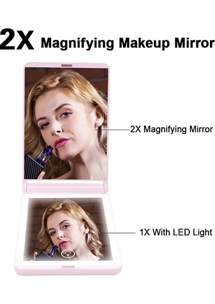 Kobi L210C Siyah Taşınabilir El Makyaj Aynası LED Makyaj Aynaları Işıkları ile 2x Büyüteç Kadınlar Için Kompakt Cep El Aynası Makyaj Araçları (Yurt Dışından) modelleri
