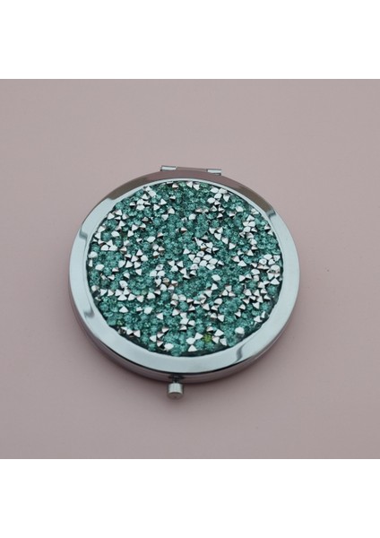 B Kristal Rhinestone Yuvarlak Çift Taraflı Makyaj Aynası Taşınabilir Mini Cep Aynası Yapmak 70 Snaps Altın Gül Altın Gümüş Küçük Ayna (Yurt Dışından)