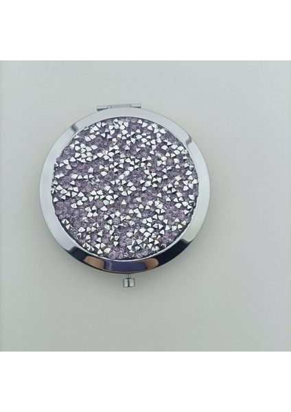 B Kristal Rhinestone Yuvarlak Çift Taraflı Makyaj Aynası Taşınabilir Mini Cep Aynası Yapmak 70 Snaps Altın Gül Altın Gümüş Küçük Ayna (Yurt Dışından)
