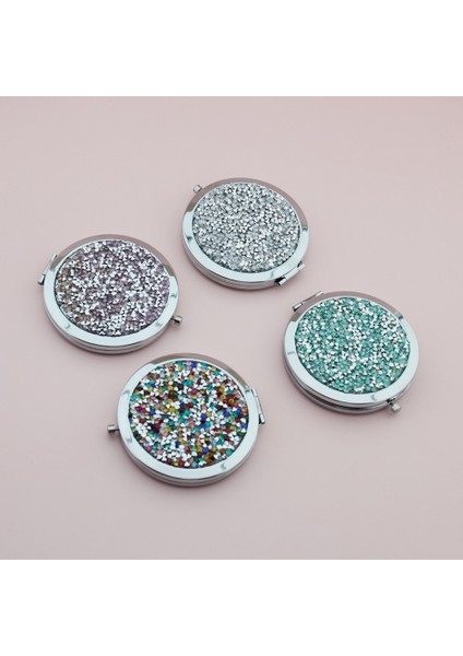 B Kristal Rhinestone Yuvarlak Çift Taraflı Makyaj Aynası Taşınabilir Mini Cep Aynası Yapmak 70 Snaps Altın Gül Altın Gümüş Küçük Ayna (Yurt Dışından)