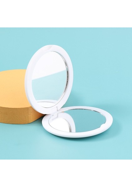 Beyaz Mini Yuvarlak Makyaj Aynası Taşınabilir Çift Taraflı Kozmetik Ayna Katlanır Cep Kompakt Ayna Seyahat Aksesuarları Makyaj Araçları (Yurt Dışından)
