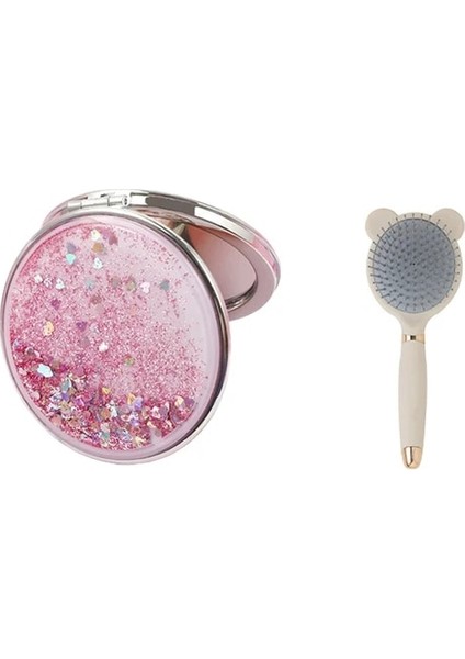 Set B Quicksand Ayna Çift Taraflı Makyaj Aynası Taşınabilir Mini Ayna Ins Katlanabilir Öğrenci Taşınabilir Küçük Yuvarlak Ayna Kore Versiyonu (Yurt Dışından)