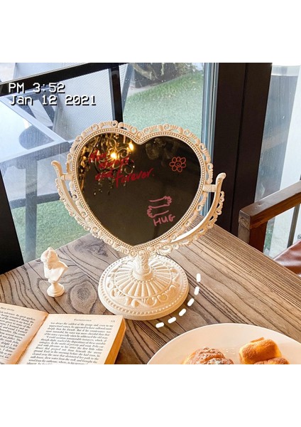 Bir Kalp Şeklinde Oval 360 Derece Dönen Avrupa Vintage Çıkarılabilir El Montaj Taşınabilir Dekoratif Ayna Makyaj Aynası Makyaj Aracı (Yurt Dışından) indirimleri