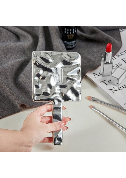 Beyaz Baskı Elektroliz El Makyaj Aynası Ev Ins Cam Çocuk Taşınabilir Retro El Ayna Kolu Ayna (Yurt Dışından)