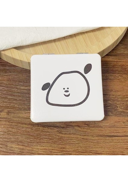 Çarpık Kulaklar Parlak Bataklık Makyaj Aynası Taşınabilir Büyüteç El Kare Makyaj Ayakta Vanity Katlanabilir Cep Aynası Sevimli Kompakt Kızlar (Yurt Dışından)