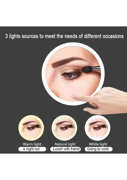 Wdl Touch 10X LED Makyaj Masası Aynası Işıkları ile 360 Derece Döndürme 10X Büyüteç Kadın Makyaj Araçları Yuvarlak Ayakta Masa Makyaj Aynaları (Yurt Dışından)