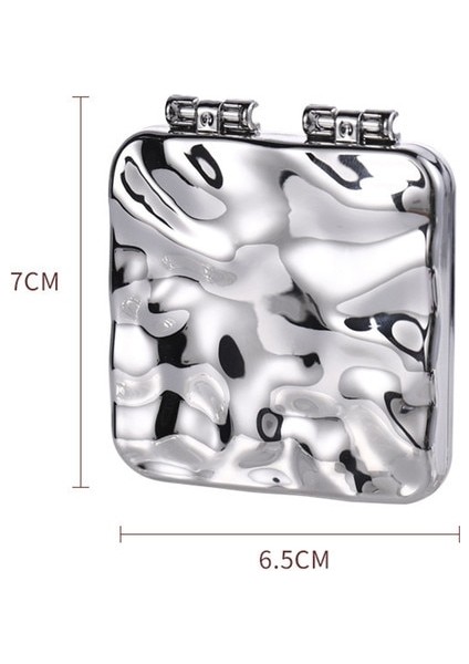 Katlanır Gümüş Ins Sıvı Şekil Kare Ayna Mini El Masaüstü Kozmetik Makyaj Aynası Seyahat Metalik Taşınabilir Güzellik Aynası Çanta Için (Yurt Dışından) fiyatları