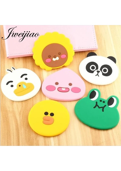 07 Jweıjıao Sevimli Karikatür Hayvan Silika Jel Ördek Panda Kurbağa Domuz Tavşan Kedi Ayı Aslan Bir Tarafı El Makyaj Seyahat Çanta Ayna (Yurt Dışından) fiyatları