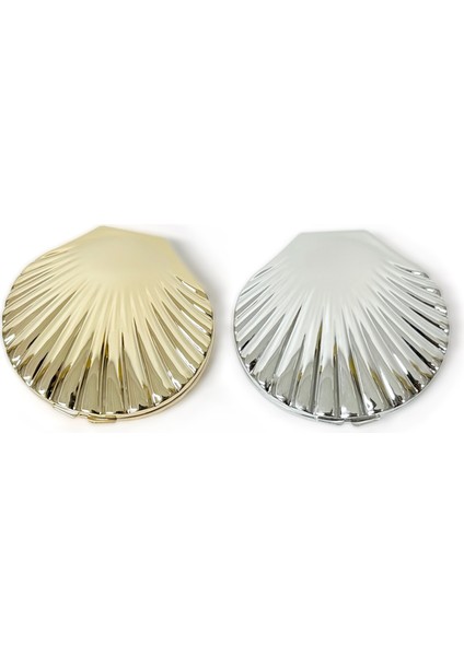 Şerit ve Mavi Kabuk Şeklinde Kozmetik Ayna, Lüks Şerit El Aynası 1 Alana 1 Bedava Makyaj Aynası (Yurt Dışından) modelleri