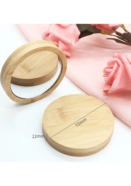 12MM Ahşap Küçük Yuvarlak Ayna Taşınabilir Cep Hd Ayna Ahşap Mini Makyaj Aynası Makyaj Aynası (Yurt Dışından)