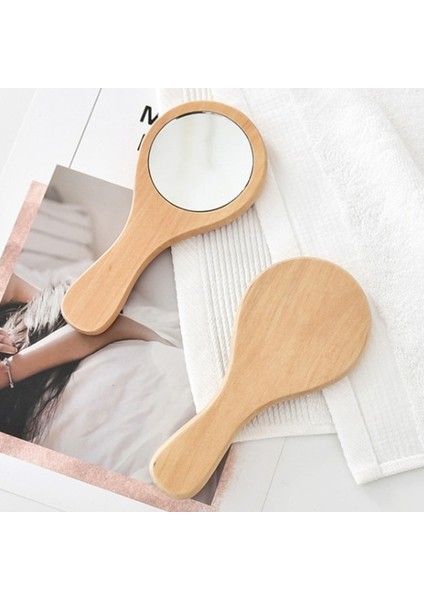 Pu Yeni Doğal Ahşap Ayna Ahşap El Aynası Vintage Taşınabilir Kompakt Makyaj Vanity El Ayna Kadınlar Için Kolu ile Seyahat (Yurt Dışından) modelleri