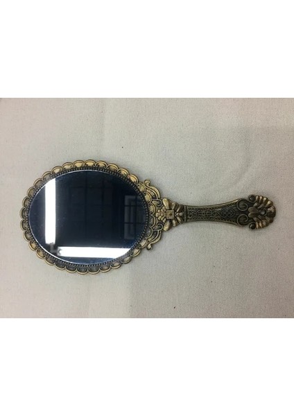 Paslı Altın 1 Adet Taşınabilir Vintage Makyaj Aynası El Tutma Oval Yuvarlak Ayna Asil Antik Yolları Geri Yükleme Mahkemesi Ayna Güzellik Aracı (Yurt Dışından)