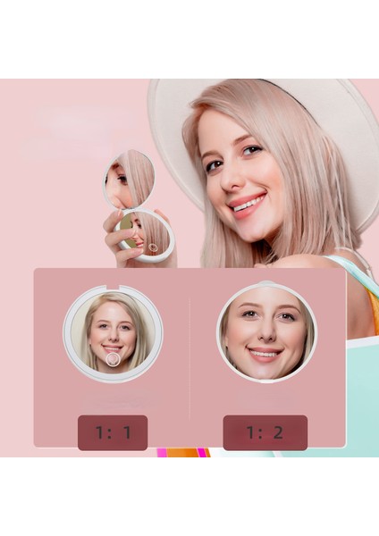 Pembe LED Kozmetik Ayna Işık ile Taşınabilir Ayna Cep Katlanır Depolama Ayna Hediye Çift Taraflı 2x Kozmetik Ayna Hediye (Yurt Dışından) fırsatları