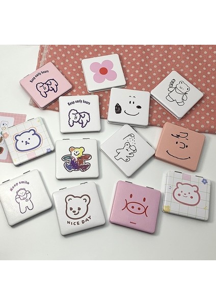 3 Karikatür Taşınabilir Çift Taraflı Pu Küçük Ayna Öğrenci Makyaj Aynası Sevimli Küçük Ayı Kozmetik Ayna Kadın Kozmetik Araçları (Yurt Dışından) modelleri