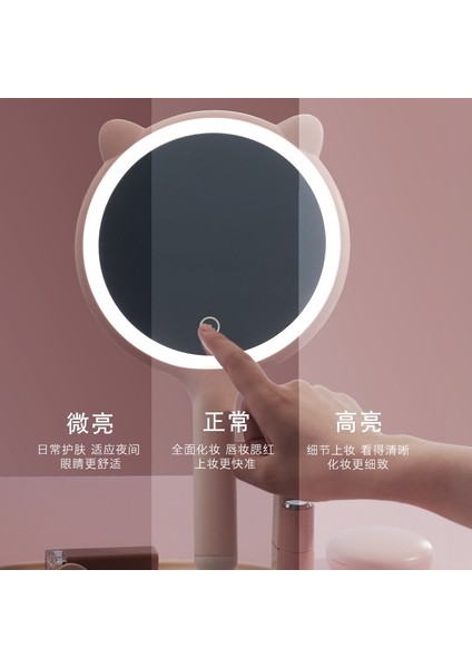 1 Işık Beyaz USB Şarj Makyaj Aynası LED Işık Beyaz Banyo Seyahat Vanity Kozmetik Ayna Açık Pembe Kedi Kulak Masa Aynaları (Yurt Dışından) fırsatları