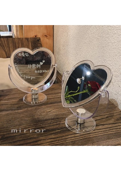 Beyaz Akrilik Çift Taraflı Kalp Şeklinde Makyaj Aynası Dönebilen Masaüstü Standı Masa Kompakt Ayna Dresser 3 Renk (Yurt Dışından) modelleri