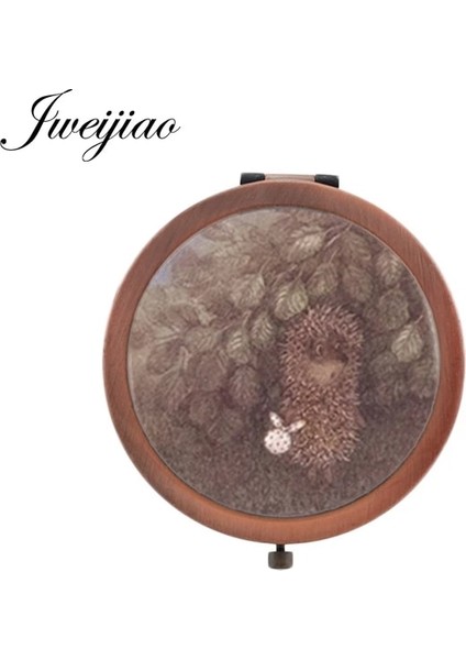 H229 Youhaken Kirpi Sis Cep Aynası Karikatür Vintage Bakır Metal Cam Cabochon Taşınabilir Kompakt Katlanır Makyaj Aynaları (Yurt Dışından)
