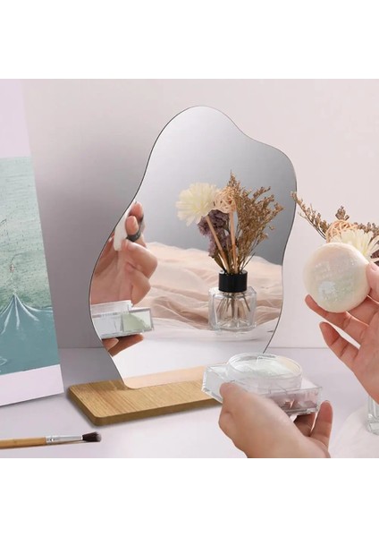 B Basit Düzensiz Ayna Ev Masaüstü Makyaj Aynası Akrilik Dekorasyon Ayakta Ayna (Yurt Dışından) fiyatları