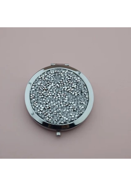 Bir Kristal Rhinestone Yuvarlak Çift Taraflı Makyaj Aynası Taşınabilir Mini Cep Aynası Yapmak 70 Snaps Altın Gül Altın Gümüş Küçük Ayna (Yurt Dışından)