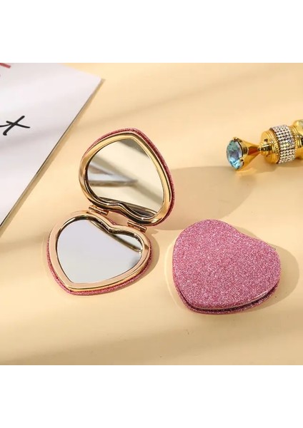 C-A 7 cm Taşınabilir Makyaj Aynası El Mini Kalp Çift Taraflı Katlanır Makyaj Masası Aynası Arı Kompakt Kozmetik El Aynaları Cep Seyahat (Yurt Dışından)